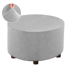 Ronde poefhoes lichtgrijs, groot formaat, geschikt voor poefs van 61-74 cm.