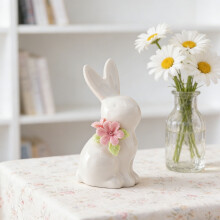 Enfeites de Páscoa em cerâmica, feitos à mão, para decoração de mesa (6 peças)
