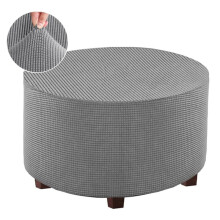 Rekbare Ottomanhoes Rond 20-23 inch Middelgrijs