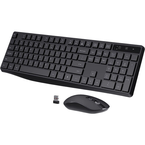 Combo tastiera e mouse wireless 2.4G ergonomica con clic silenzioso
