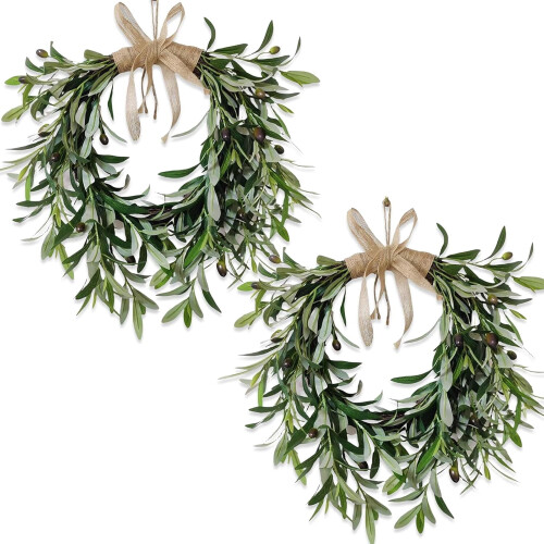 Ghirlanda di olive artificiali a forma di cuore, 56 cm (2 pezzi)