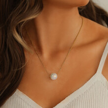 Mermaid Pearl Necklace Rhinestone Alloy Women1pc