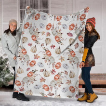 Flannel græskar tæppe blødt sherpa 137 x 137 cm