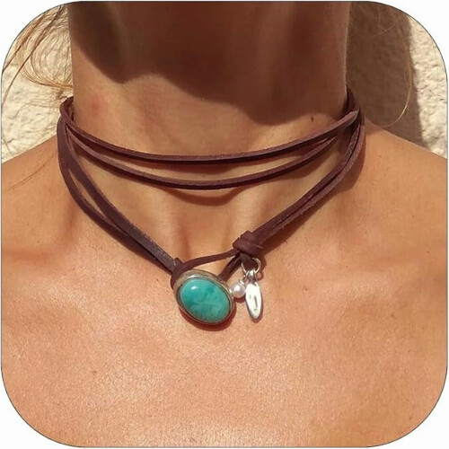Κολιέ Boho για γυναίκες από σουέτ δέρμα 1 τεμ.