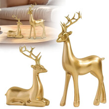 Rendiersculptuur goudkleurige kerstdecoratie van hars, 2 stuks