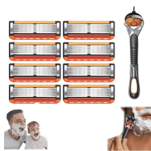 Ensemble de lames de rasoir pour homme en acier inoxydable (8 pièces)