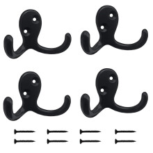 Väggmonterade klädkrokar zinklegering 4-pack svarta