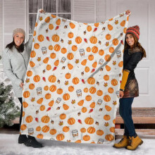 Flannel Pumpkin Throw Blanket Soft Sherpa59x51inch