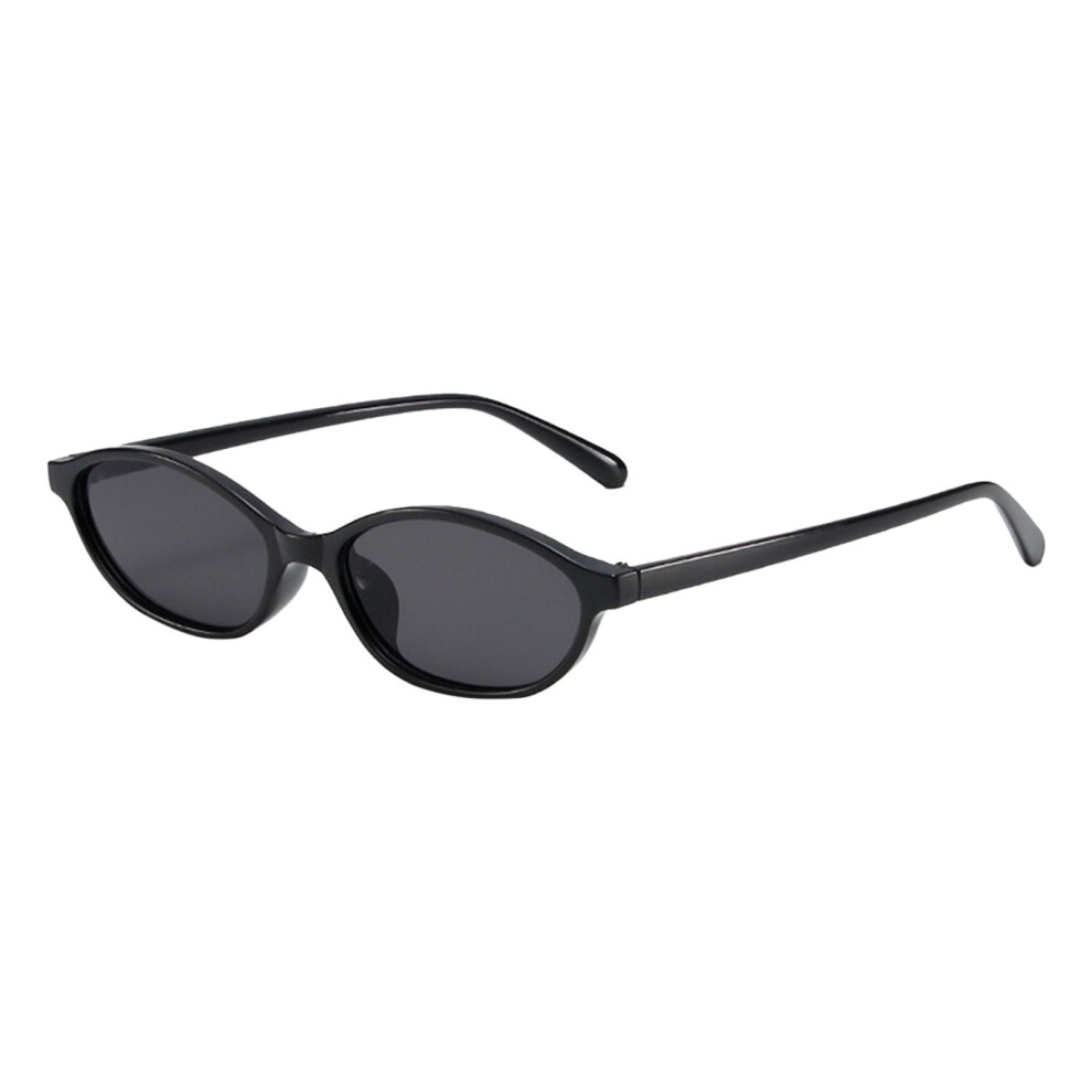 Black Oval Sunglasses Gradient Brown Lens 400