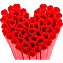 Canudos em formato de coração vermelho, embalados individualmente (200 unidades)