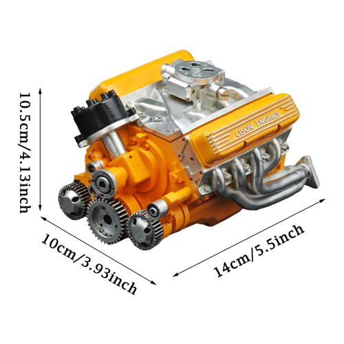 Benzin-OHV-V8-Motor-Modellbausatz, gelb, 1 Stück 1