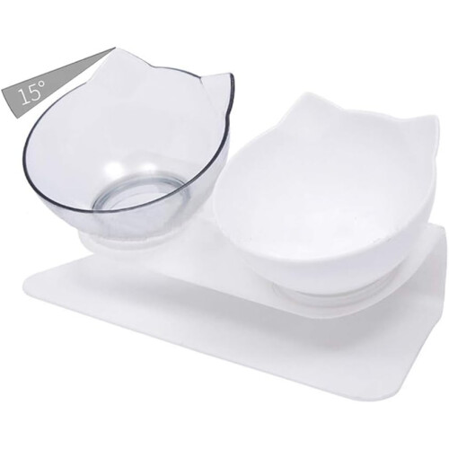 Elevated Cat Bowls with Tilted Design and Neck Guard Stand