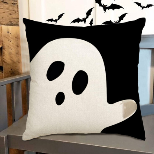 Capas de almofada de Halloween com estampa de esqueleto, 45x45 cm (18x18 polegadas)