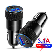 USB-C-Autoladegerät mit zwei Anschlüssen, PD- und QC-Schnellladefunktion