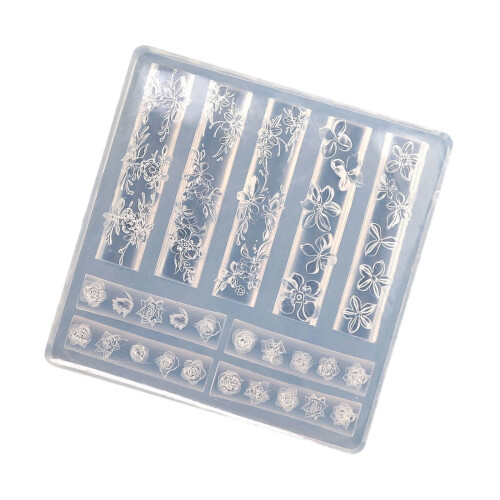 Molde para esculpir unhas em 3D com borboleta e lua.