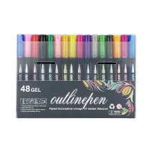 Csillámos kétvonalas kontúrfilcek, 48 szín, 8 ml