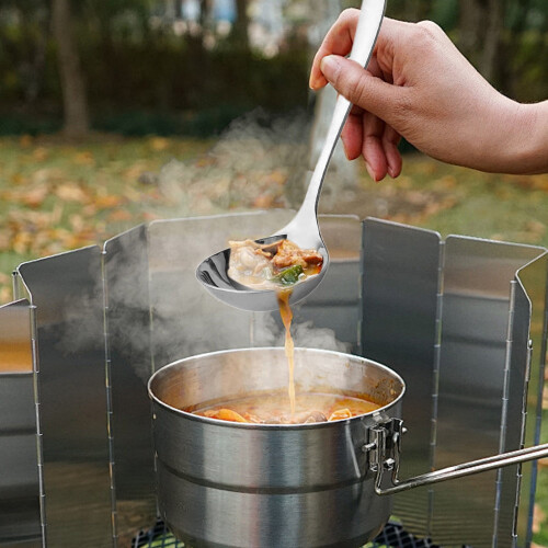 Concha de sopa em aço inoxidável com cabo longo e espesso (pacote com 2)