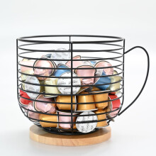 Kaffeekapselhalter, schwarzes Drahtgestell, Fassungsvermögen: 12 Tassen