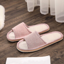 Pantufas de linho para casais, respiráveis e antiderrapantes, tamanho 39.
