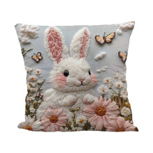 Paashaas-ei kussensloop van polyester, decoratief, 1 stuk