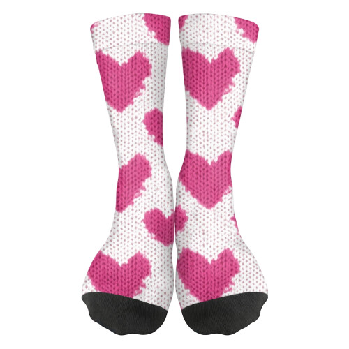 Calzini a tema amore, rossi e rosa, imbottiti, 1 paio