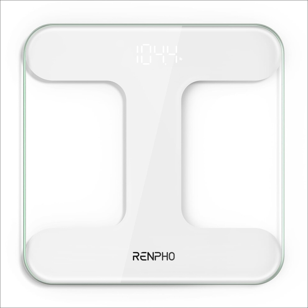 Digital Bathroom Scale Tempered Glass 400 lb White