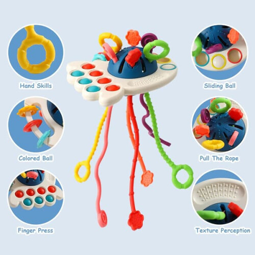 Montessori pull string toy silicone sensory toddler toy 18+ 2