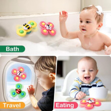 Baby spinner toy with rotating suction cup