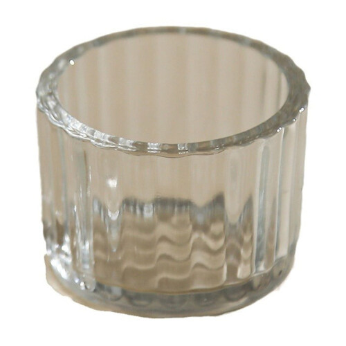 Teelichthalter aus Glas, vertikal gestreift, klein