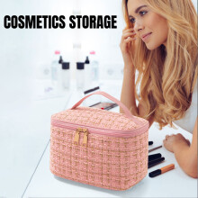 Gewatteerde make-up tas set, cosmetica- en toiletartikelen organizer, 3-delig
