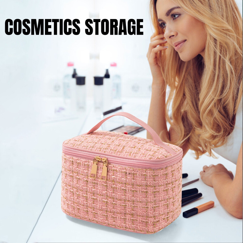 Quilted makeup bag set cosmetic toiletry organizer 3-piece