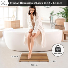 Tappetino da bagno in bambù color noce, dimensioni: 21,26 x 14,17 x 1,3 pollici