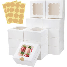 Scatole da forno bianche con finestra, 6x6x3 pollici, 30 pezzi