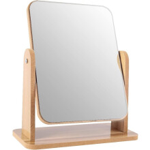 Houten make-upspiegel, vierkant, 7 inch, 360 draaibaar