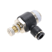 Cotovelo de encaixe rápido preto para tubo pneumático
