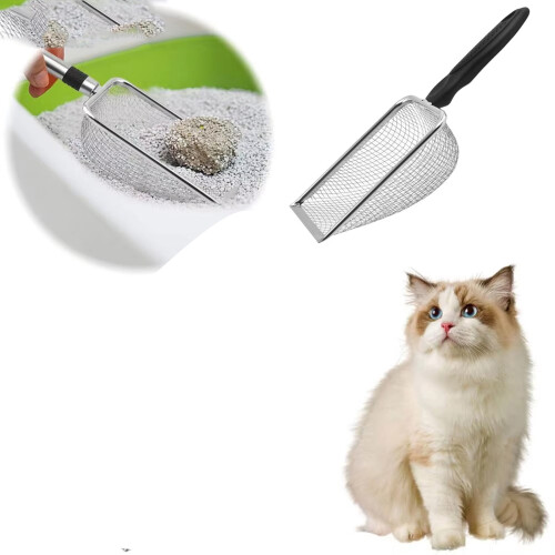 Skopa för kattsand i rostfritt stål