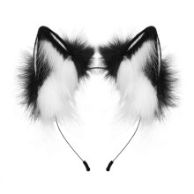 Faixa de cabeça artesanal com orelhas de lobo, ideal para atividades físicas e para absorver o suor (1 unidade).