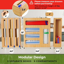 Keukenlade-organizer voor plastic zakken en aluminiumfolie, 9-in-1