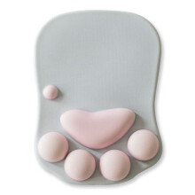 Alfombrilla de ratón con forma de garra de gatito y base de silicona con soporte para la muñeca.