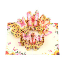 Carte 3D pop-up pour la Saint-Valentin avec papillon orange métallisé