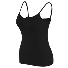 Camisola feminina ajustável com alças finas e bojo embutido.