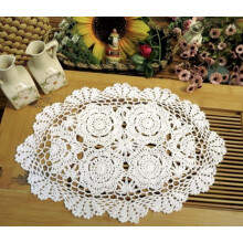 Handmade crochet cotton lace placemats oval white 12x17