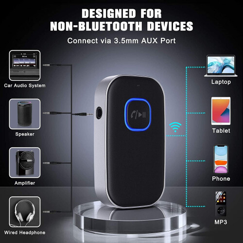 Bluetooth 5.0 Car Receiver with Noise Cancellation and 16H 1