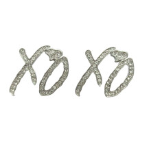 XO Letter Earrings Cubic Zirconia 1 Pair