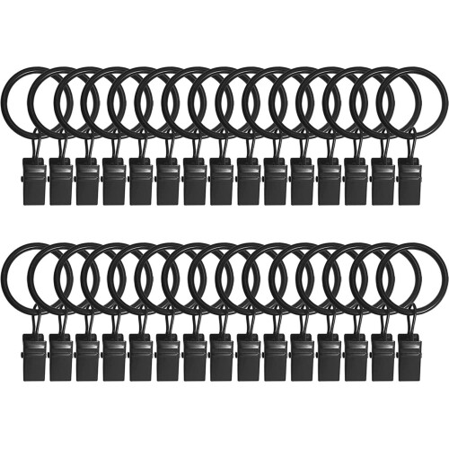 Metalgardinringe med klips, 30 stk., 1 tomme indvendig diameter