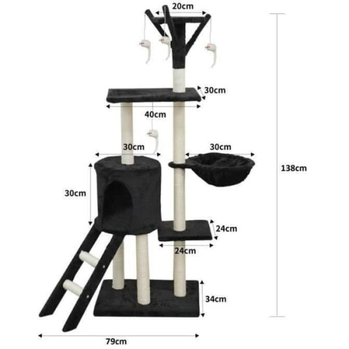 Cat tree black 50 x 35 x 138 cm 2