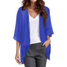 Cárdigan ligero de gasa para mujer, manga tres cuartos, color azul, talla L