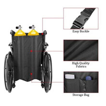 Wheelchair Dual Oxygen Tank Holder Portable Waterproof Oxygen Cylinder Bag with Adjustable Straps Fits Most Wheelchairs, Walkers, and Scooters