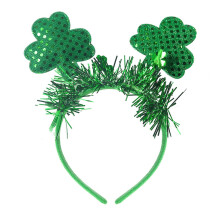 St. Patrick's Day Kleeblatt-Haarreif mit grünem Glitzerband
