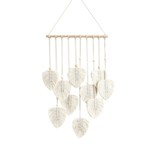 Makramé Väggbonad Löv Boho Gobeläng 120x80cm